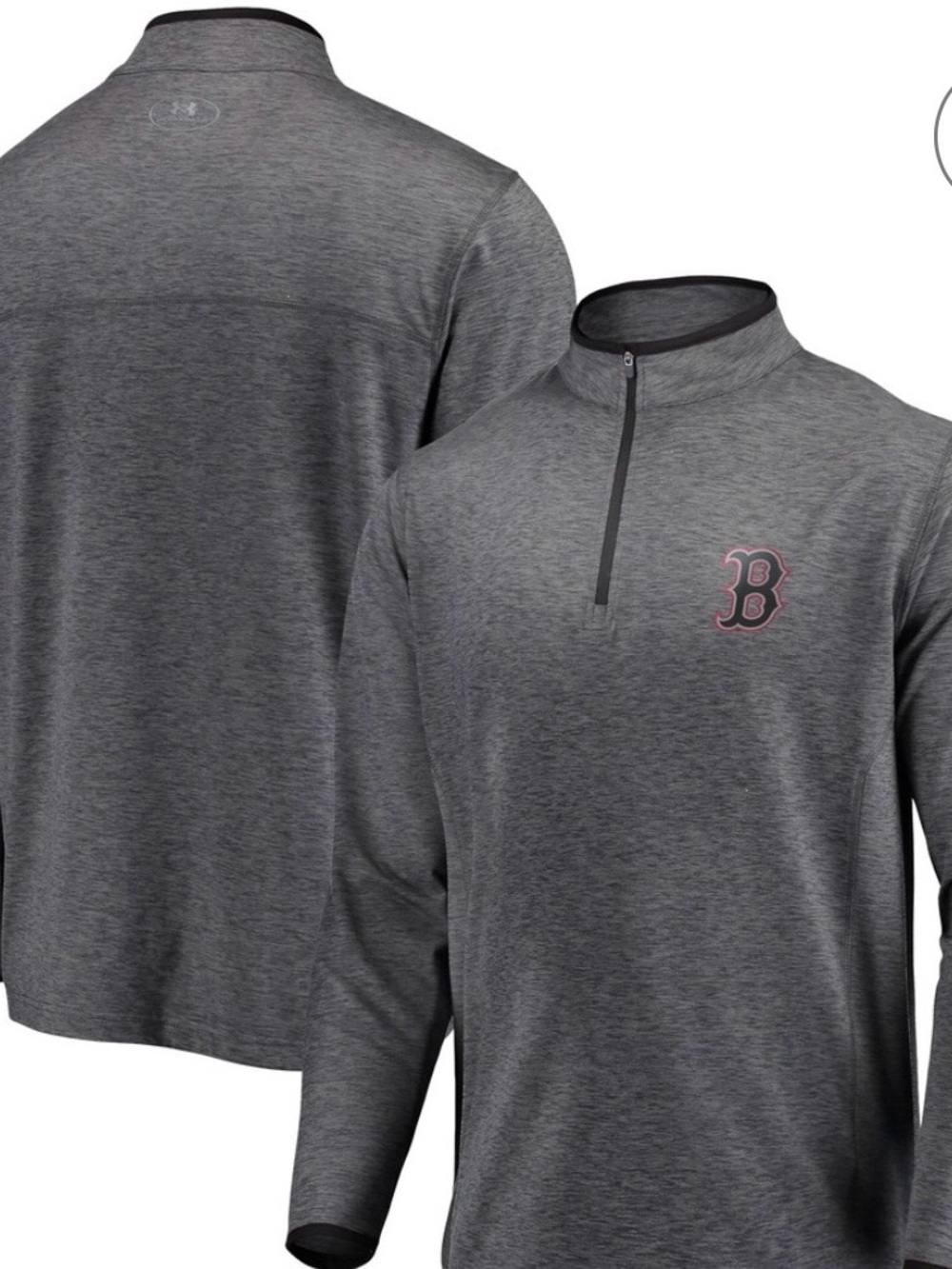 Under Armour Men’s L Loose Grey Boston Red Sox 1/4 Zip Pullover
